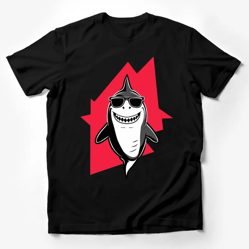 Cool Shark with Sunglasses Graphic T-Shirt, Unisex Fun Shark Tee, Trendy Beach Ocean Apparel, Casual Summer Top Male T-Shirt