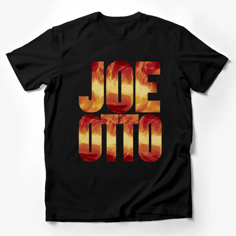 Joe Otto Bold Graphic T-Shirt, Vintage Fire Text Design, Unique Fiery Red Tee for Men and Women Male T-Shirt