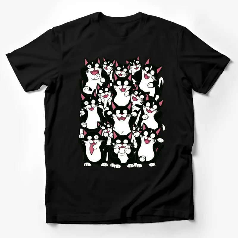 Funny Tuxedo Cat T-Shirt, Cute Black and White Cat Party, Cat Lover Gift, Unisex Cat Tee Male T-Shirt