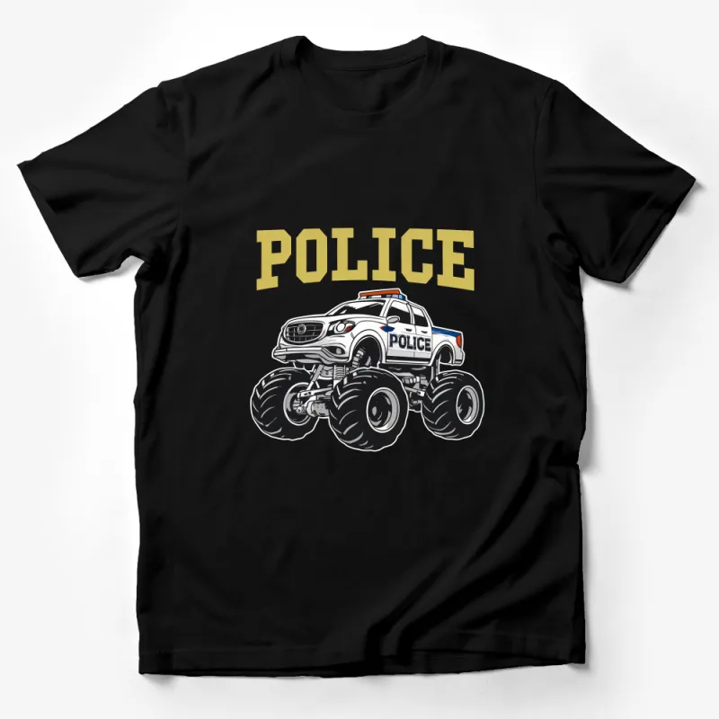 Police Monster Truck Graphic T-Shirt, Bold Police Vehicle Design, Cool Law Enforcement Support Tee Male T-Shirt