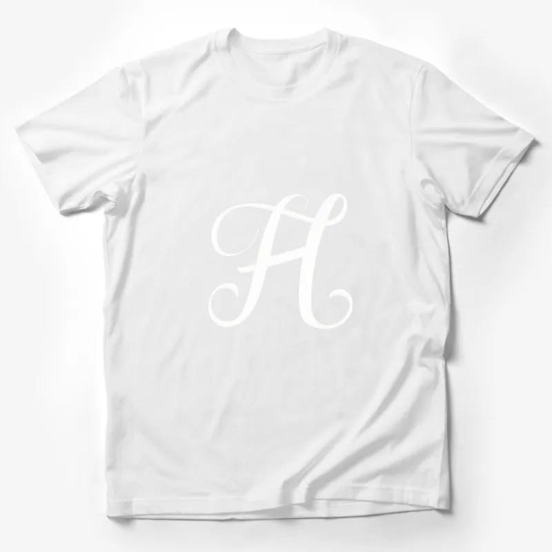 Elegant Monogrammed H T-Shirt, Classic White Tee, Personalized Initial H Top, Unisex Custom Letter Shirt Male T-Shirt