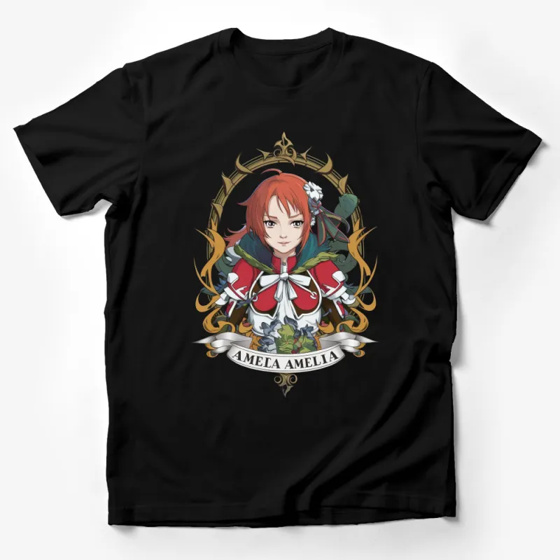 Anime Character Amelia T-Shirt, Colorful Fantasy Art Graphic Tee, Unique Anime Lover Gift Male T-Shirt