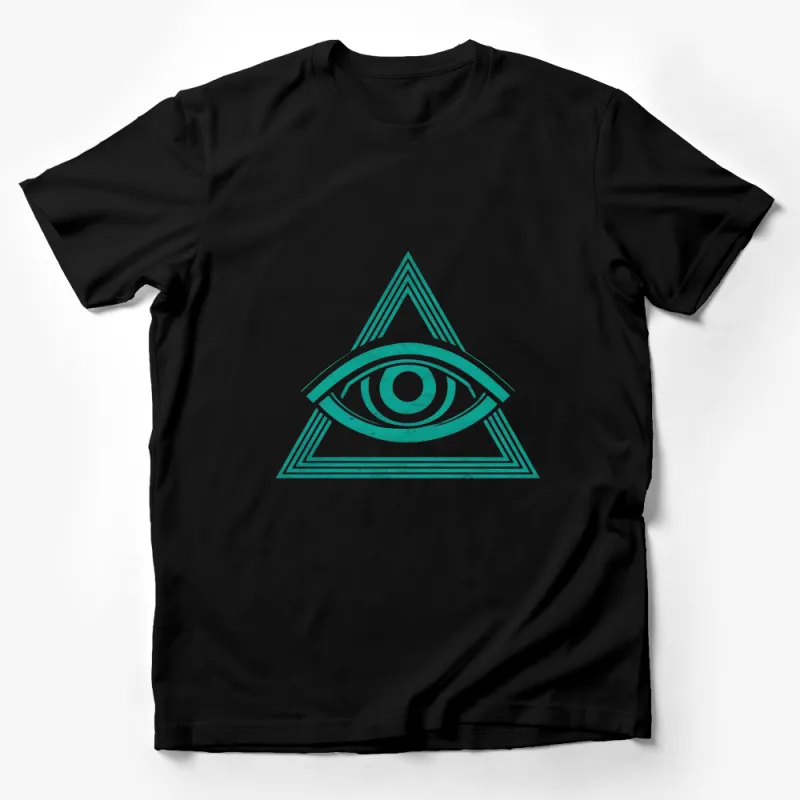 All-Seeing Eye Graphic T-Shirt, Mystical Teal Eye Symbol, Unisex Soft Cotton Shirt, Spiritual and Esoteric Apparel Male T-Shirt