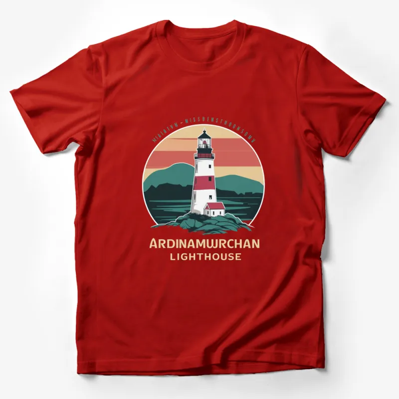 Ardinamurchan Lighthouse Graphic T-Shirt, Vintage Nautical Tee, Coastal Scenery, Unisex Top Male T-Shirt