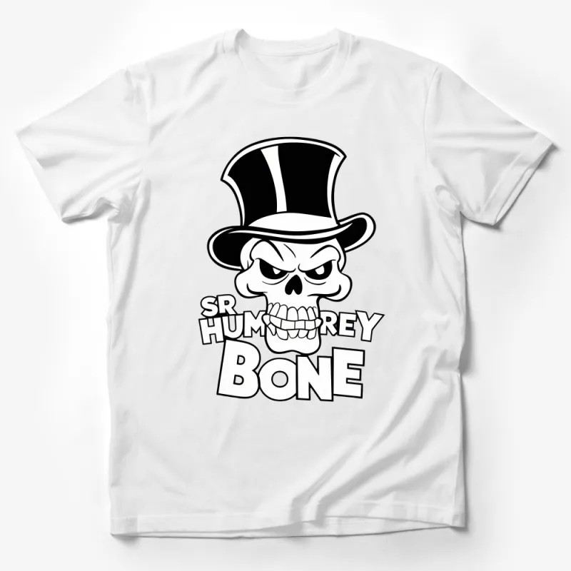 Gothic Skull T-Shirt with Top Hat, Black and White, Bold Graphic Tee, Sir Humphrey Bone Design Male T-Shirt