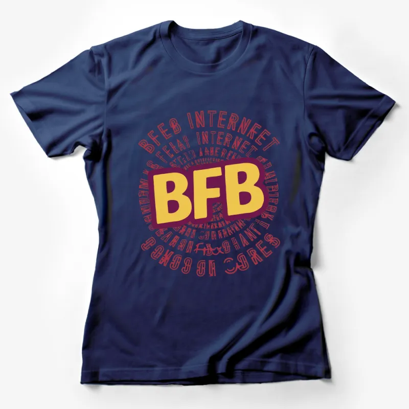 Trendy BFB Text Design T-Shirt, Colorful Statement Fashion Tee, Unisex Casual Wear Female T-Shirt