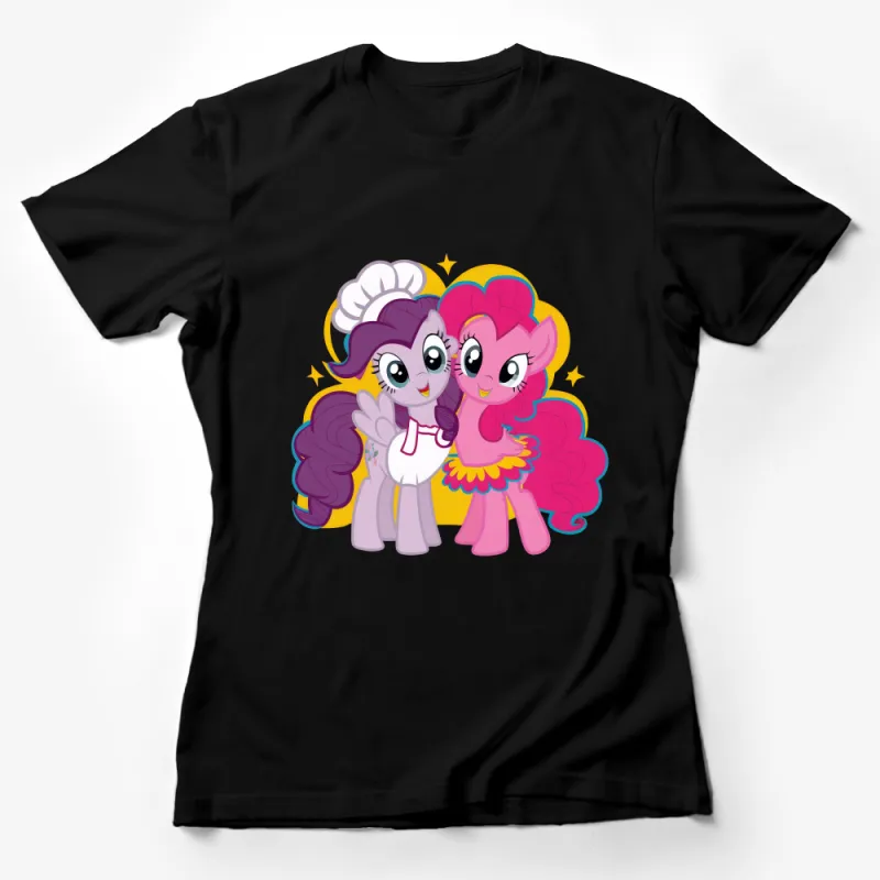 Kids Cartoon Pony Chef and Baker T-Shirt, Colorful Animated Characters, Girls' and Boys' Tee Female T-Shirt