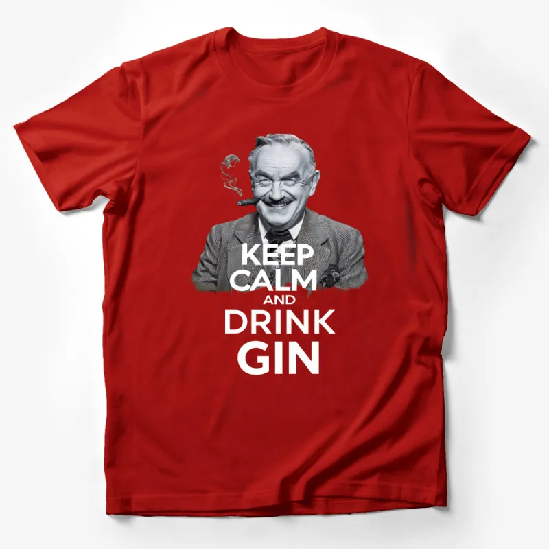 Vintage Style Keep Calm and Drink Gin Graphic T-Shirt, Retro Party Tee, Gift for Drink Lovers Male T-Shirt