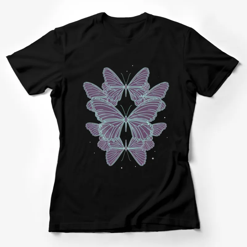 Symmetrical Butterfly Design T-Shirt, Unique Insect Art Tee, Nature Lover Gift, Aesthetic Casual Wear Female T-Shirt