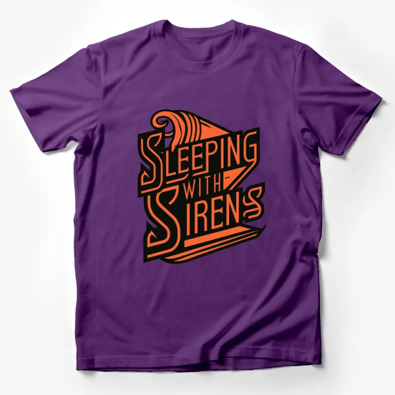 Sleeping With Sirens Band Logo T-Shirt, Orange Black Music Fan Apparel Male T-Shirt