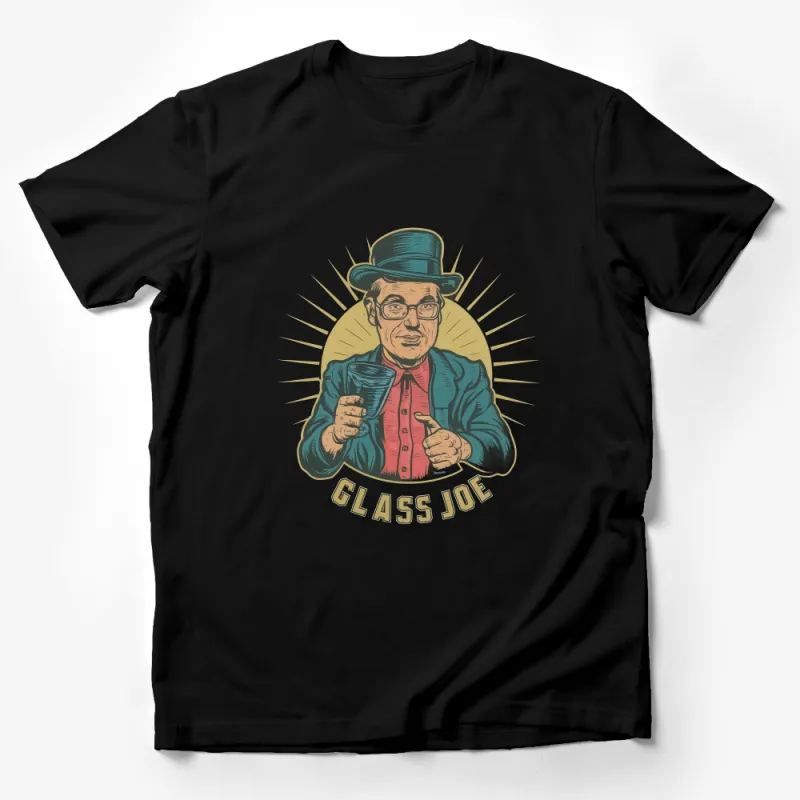 Vintage Glass Joe Cartoon Character T-Shirt, Retro Geek Style Graphic Tee, Unique Pop Culture Apparel Male T-Shirt