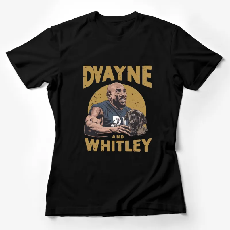 Dwayne and Whitley Graphic T-Shirt, Vintage Pop Art Style, Cool Retro Pet Lover Tee Female T-Shirt