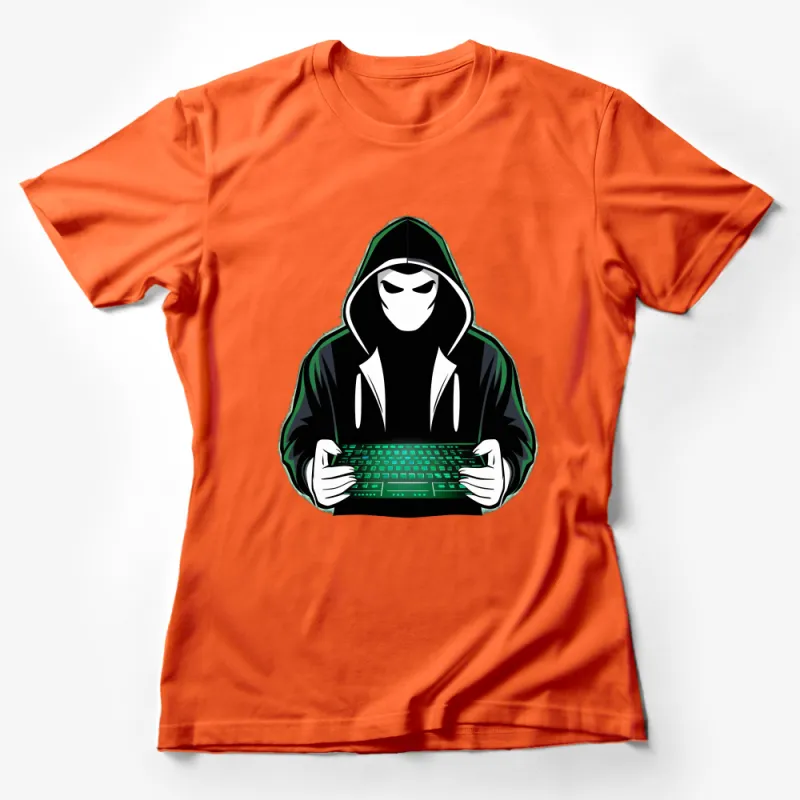 Hacker Graphic T-Shirt, Cool Cyber Security Tee, Neon Green Keyboard, Unisex Digital Style Shirt Female T-Shirt