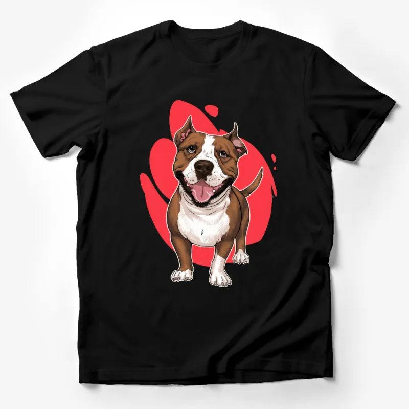 Cute Bulldog Graphic T-Shirt, Fun Dog Lover Gift, Vibrant Red Heart T-Shirt Design, Unisex Male T-Shirt