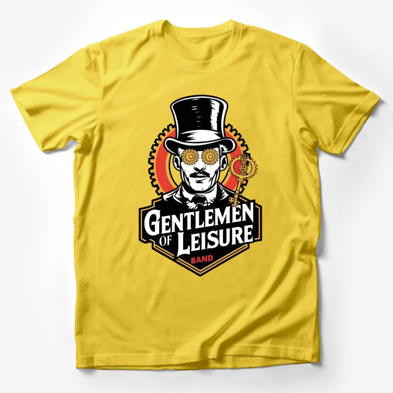 Steampunk Gentleman Top Hat and Gears Graphic T-Shirt, Vintage Style Fashion Tee Male T-Shirt