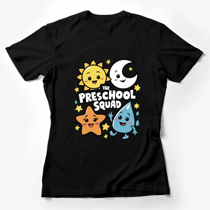 Kids Preschool Squad T-Shirt, Cute Sun Moon Star Water Drop Tee, Toddler Graphic Shirt, Children Learning Tops Female T-Shirt