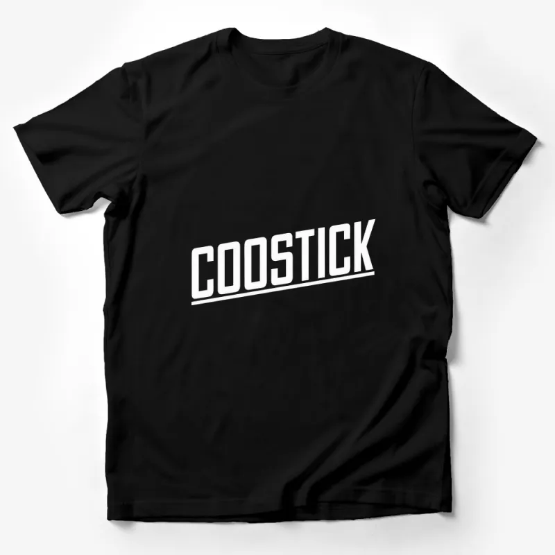 Minimalist White Text T-Shirt, Trendy COOSTICK Logo Top, Casual Streetwear, Unisex Fashion Tee Male T-Shirt