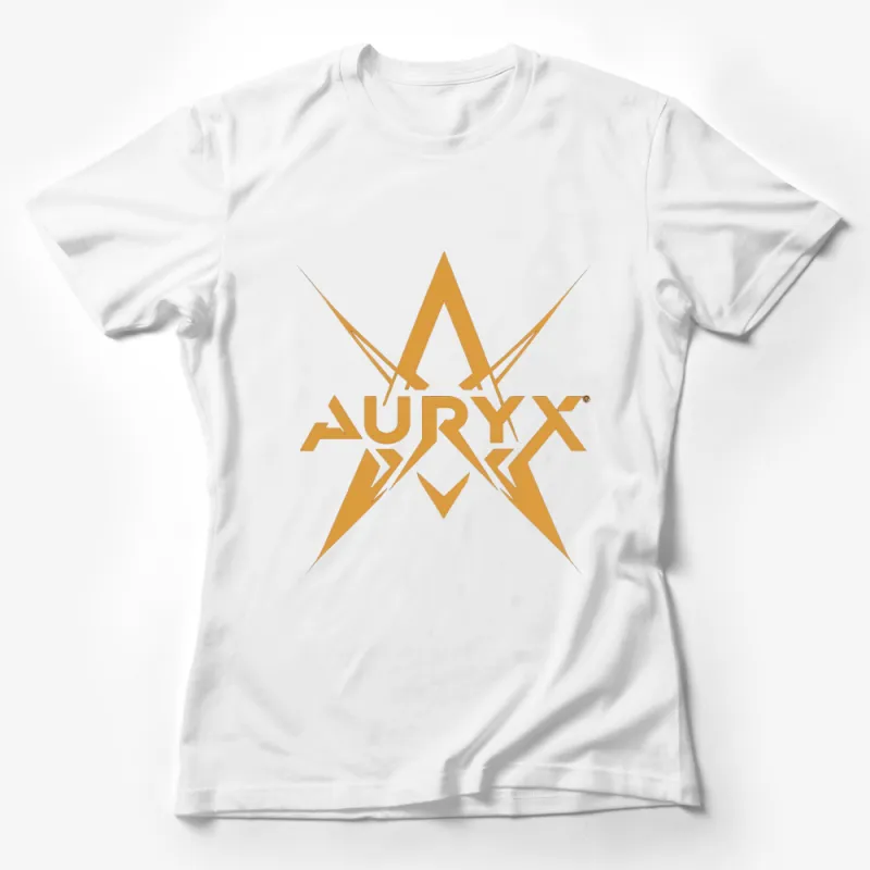 Auryx Star Logo Graphic Tee, Gold Emblem Design Unisex T-Shirt, Casual Streetwear Female T-Shirt