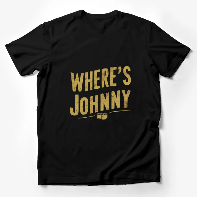 Vintage Where's Johnny Text Graphic T-Shirt, Retro Style Grunge Tee, Casual Fashion, for Men and Women Male T-Shirt