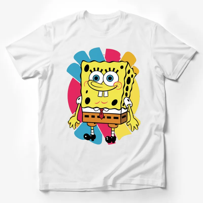 SpongeBob SquarePants Colorful T-Shirt, Fun Cartoon Graphic Tee, Gift for Kids and Adults Male T-Shirt