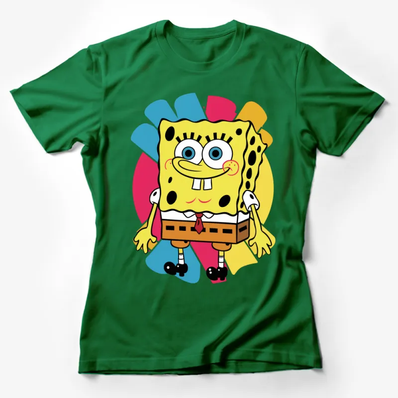 SpongeBob SquarePants Colorful T-Shirt, Fun Cartoon Graphic Tee, Gift for Kids and Adults Female T-Shirt