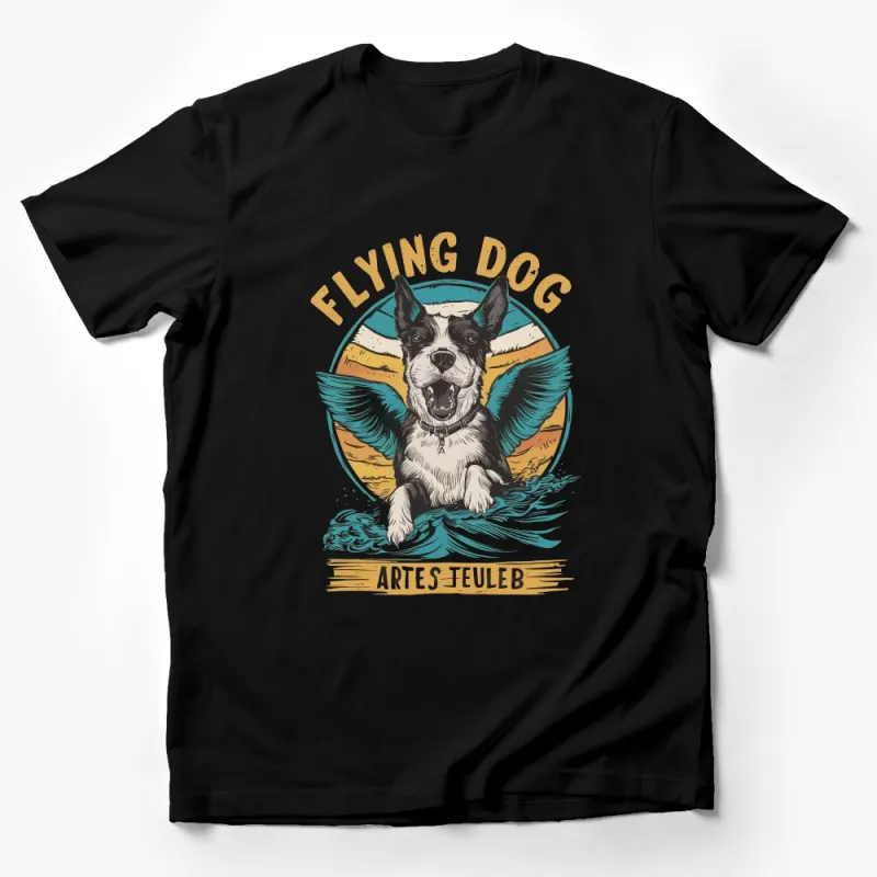 Flying Dog Artes Jeuleb Vintage Graphic T-Shirt, Unique Pet Lover Gift, Retro Style Tee Male T-Shirt