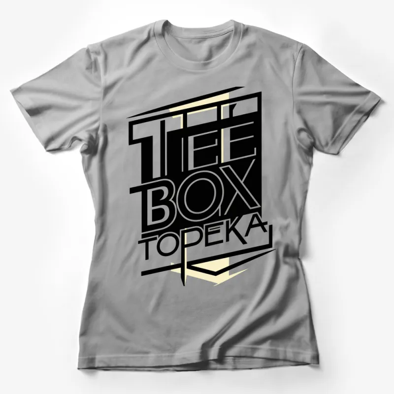 Tee Box Topeka Logo T-Shirt, Bold Graphic Tee, Black and White Design, Modern Casual Wear Female T-Shirt