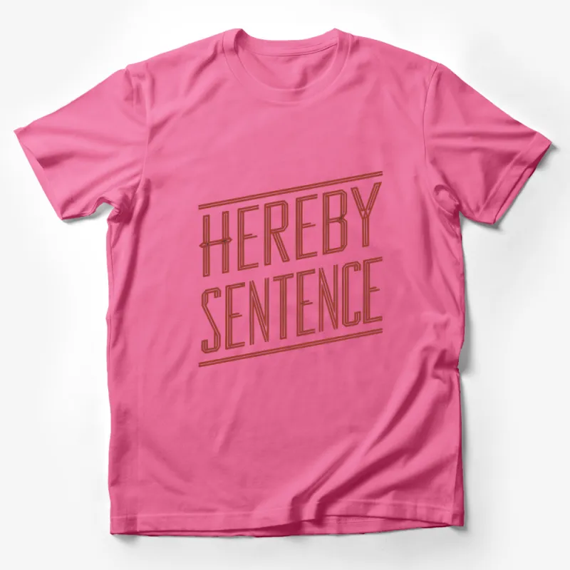 Unique Hereby Sentence Text Graphic T-Shirt, Red and White Design, Casual Fashion Male T-Shirt