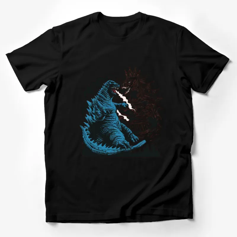 Godzilla vs King Ghidorah Battle T-Shirt, Vintage Monster Fight Graphic Tee, Retro Movie Fans Apparel Male T-Shirt