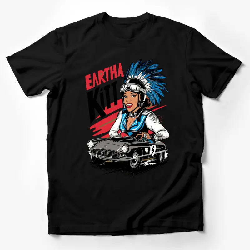 Vintage Eartha Kitt Racer Graphic T-Shirt, Retro Pop Culture Tee, Unique Women's Racing Shirt Male T-Shirt