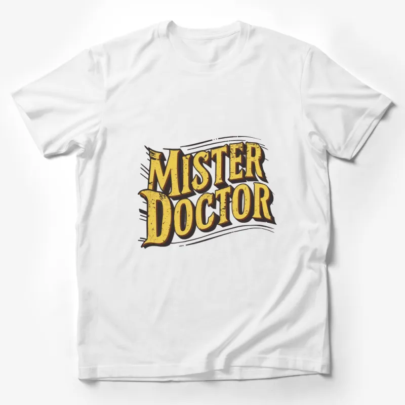 Vintage Mister Doctor Graphic Tee, Retro Style Yellow and Brown T-Shirt, Unique Casual Wear for All Male T-Shirt