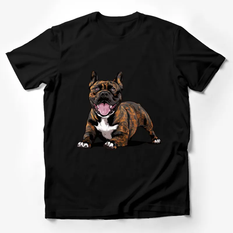 Brindle Bulldog Graphic T-Shirt, Dog Lover Gift, Pet Portrait Tee, Casual Canine Top, Men and Women, Unique Animal Apparel Male T-Shirt