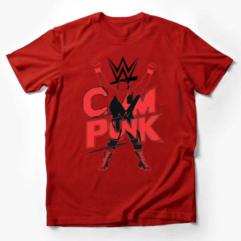 WWE CM Punk Logo Red and Black Wrestling Fan T-Shirt, Gift for Wrestling Enthusiasts Male T-Shirt