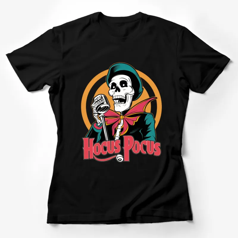 Hocus Pocus Skeleton Singer T-Shirt, Retro Skeleton Graphic Tee, Halloween Party Wear, Unisex Skull Shirt Female T-Shirt