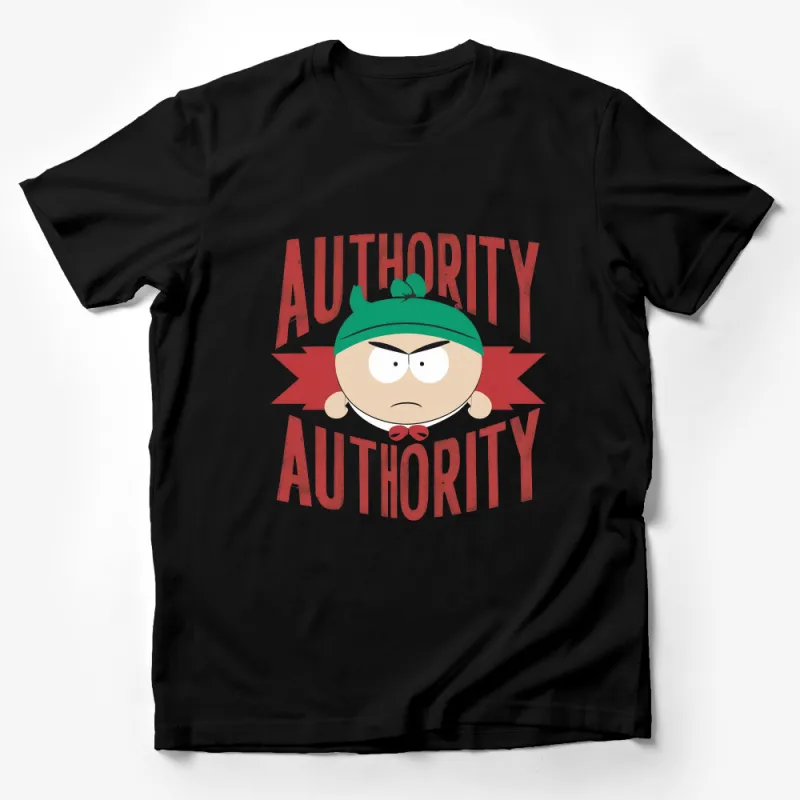 South Park Authority Cartman Quote Red Graphic T-Shirt, Unisex Cartoon Character Tee, Bold Text Design Male T-Shirt