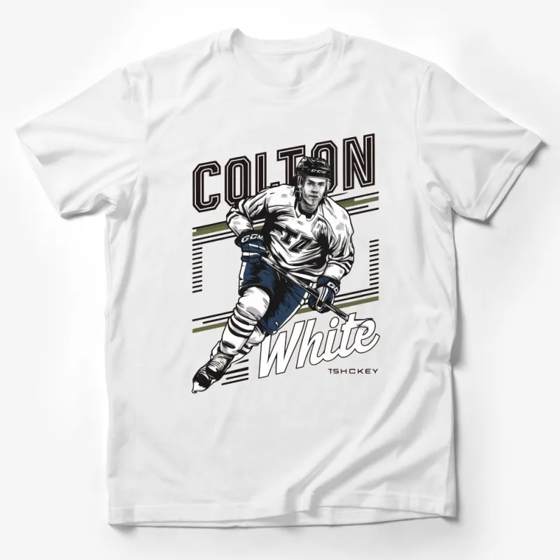 Colton White Hockey Player Graphic T-Shirt, Vintage Sports Tee, Ice Hockey Fans Apparel, Customized Athletic Shirt Male T-Shirt