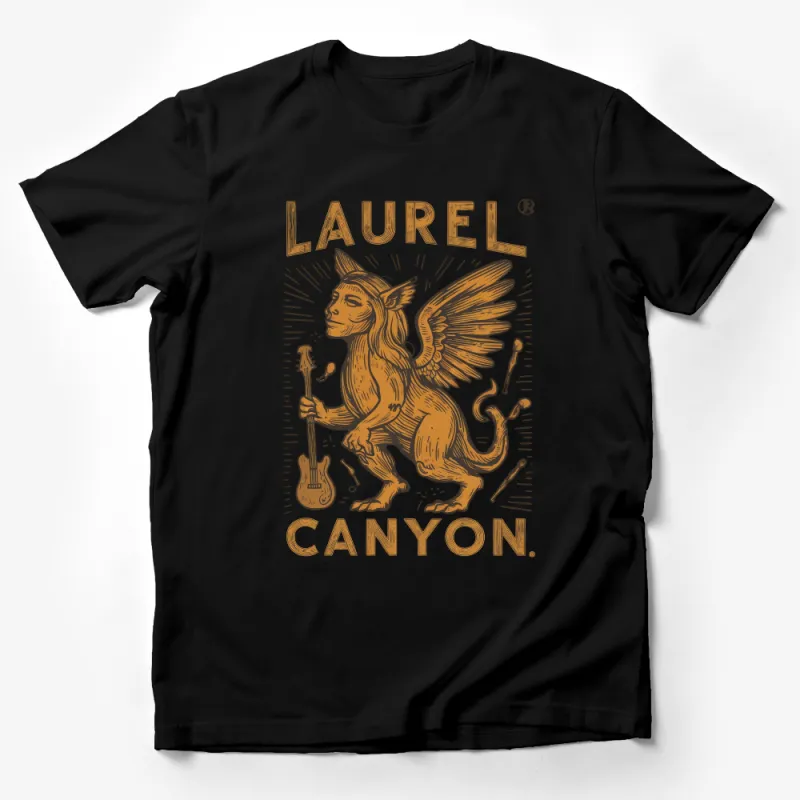 Vintage Laurel Canyon Griffin T-Shirt, Mythical Creature Graphic Tee, Musician Wings Design, Unisex Shirt Male T-Shirt