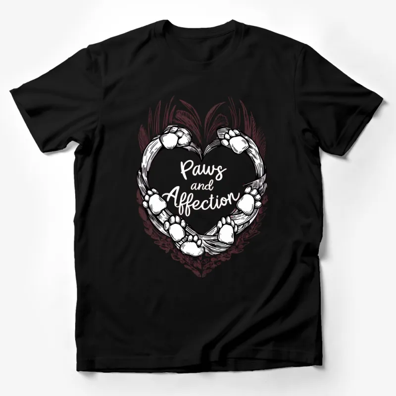 Paws and Affection Heart Design T-Shirt, Animal Lover Gift, Pet Paw Print Graphic Tee, Cute Animal T-Shirt Male T-Shirt