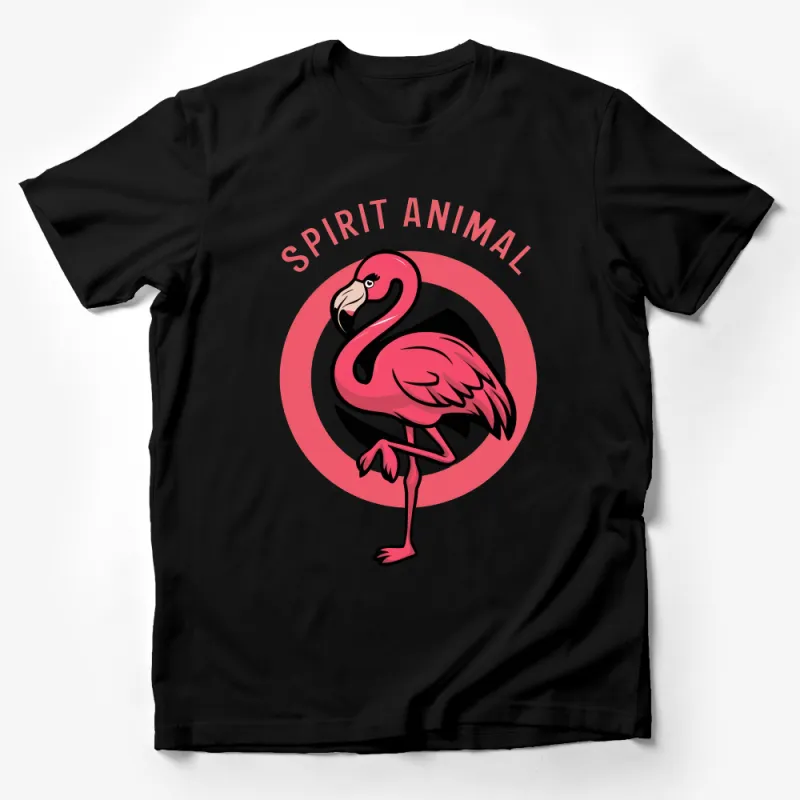 Spirit Animal Flamingo T-Shirt, Pink Bird Graphic Tee, Bold Circle Design, Unisex Casual Top Male T-Shirt