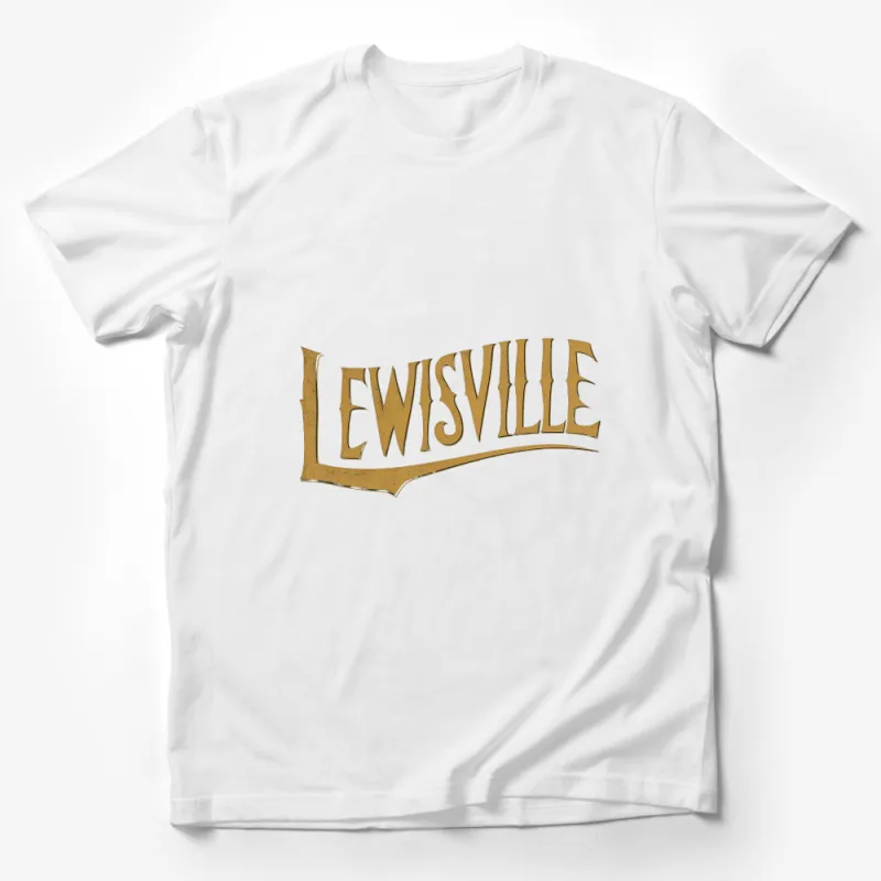 Vintage Style Lewisville Text Graphic T-Shirt, Classic Golden Typography Tee, Retro Gift Male T-Shirt