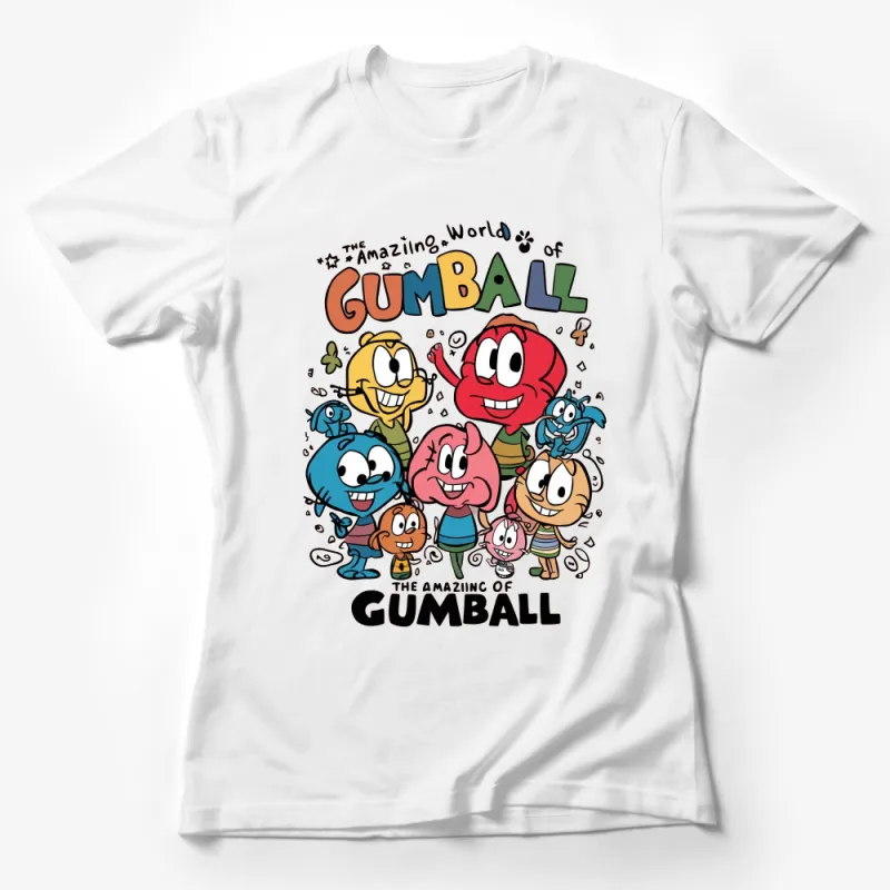 Gumball Cartoon T-Shirt, Colorful Kids and Adult Tee, The Amazing World of Gumball, Fun Character Top Female T-Shirt