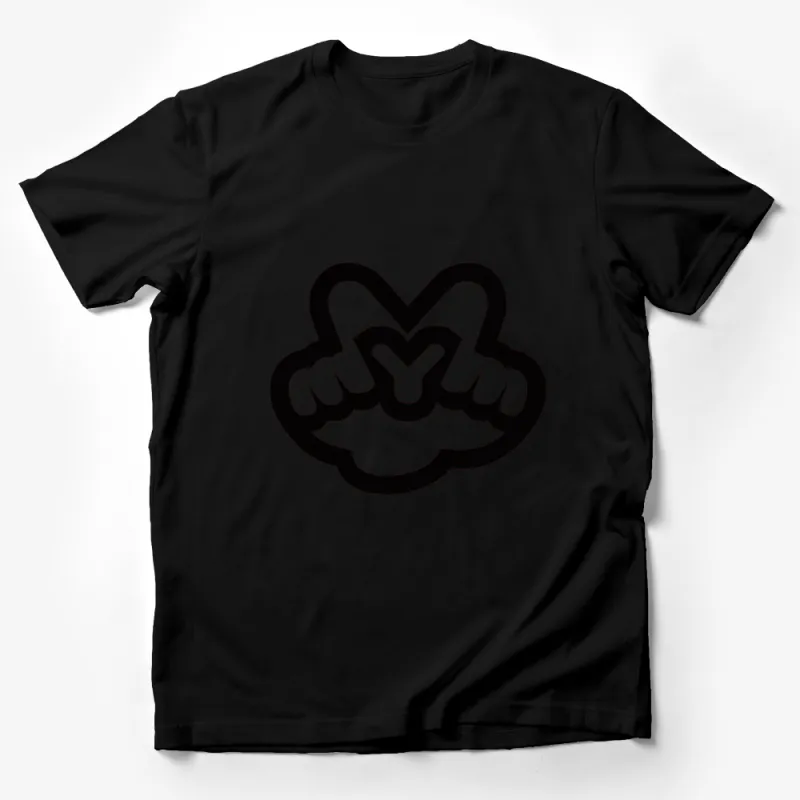 Black and White Hands Heart Symbol T-Shirt, Love Gesture Graphic Tee, Unisex Fashion Top Male T-Shirt