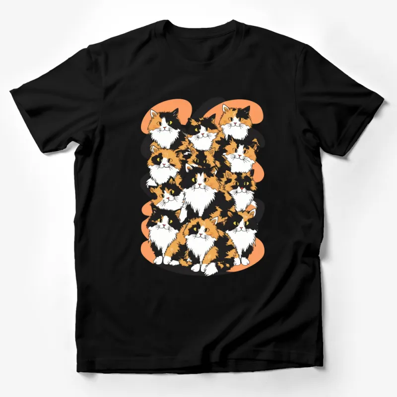 Calico Cat T-Shirt, Multiple Cats Graphic Tee, Cute Cat Lover Gift, Unisex Cat Shirt Male T-Shirt