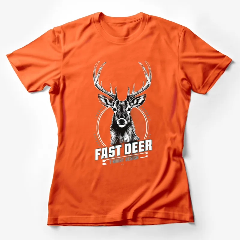 Fast Deer Graphic T-Shirt, Cool Deer Antlers Illustration Tee, Wild Animal Shirt, Nature Lover Gift Female T-Shirt