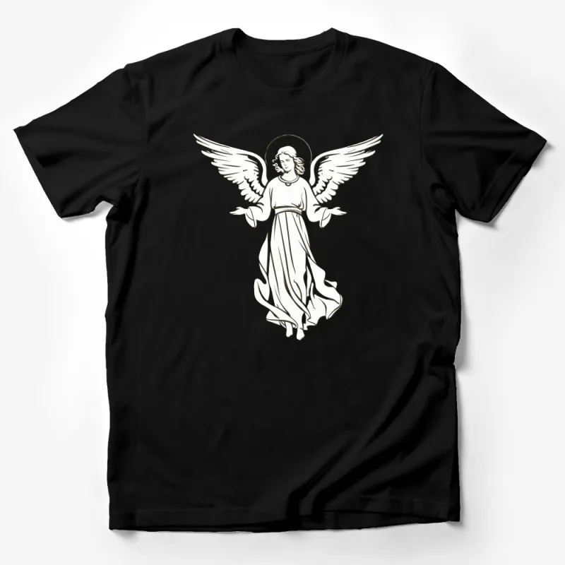 Angel Wings and Halo Graphic T-Shirt, Vintage Style Angel Illustration, Unisex Tee Male T-Shirt