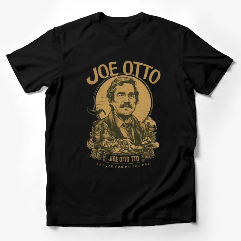 Joe Otto Vintage Portrait T-Shirt, Classic Distressed Graphic Tee, Retro Style Men's Shirt, Unique Art Print Design Male T-Shirt