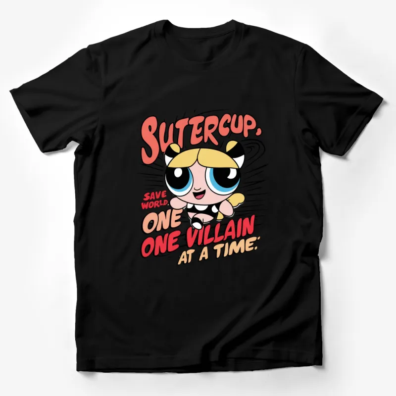 Powerpuff Girls Buttercup T-Shirt, Save the World One Villain at a Time Tee Male T-Shirt