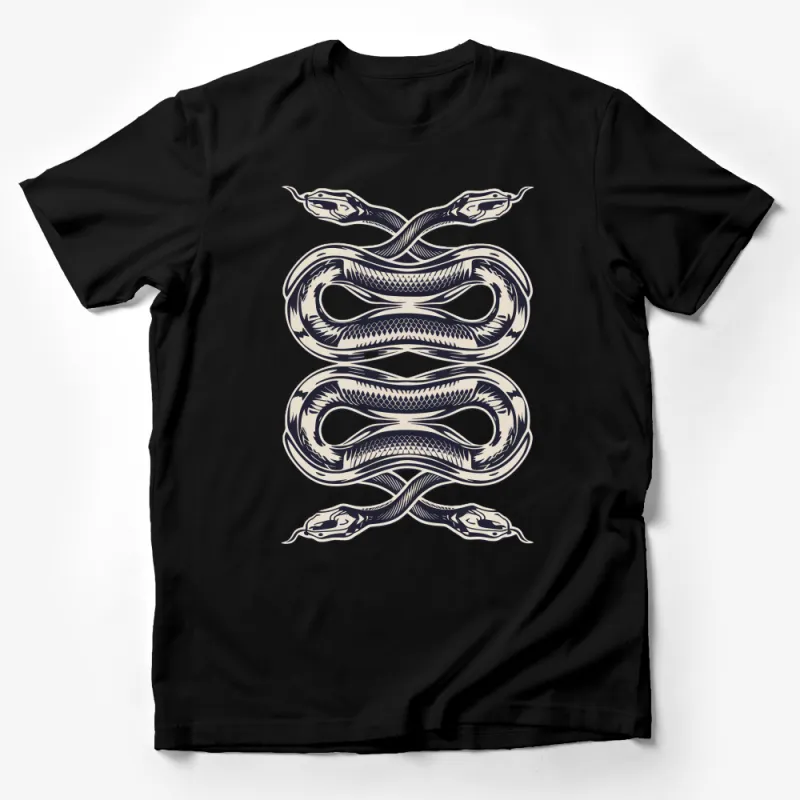 Vintage Snake Graphic T-Shirt, Serpent Knot Artwork, Unisex Casual Streetwear, Unique Tattoo Style Design Male T-Shirt