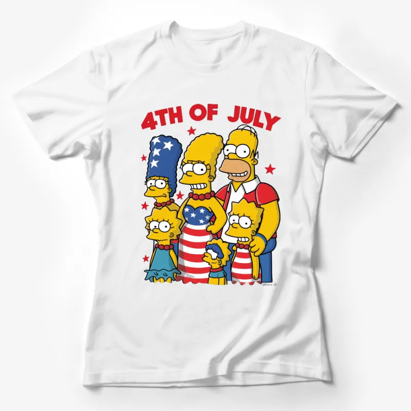 Festive 4th of July Family Cartoon T-Shirt, Patriotic Summer Apparel, Fun Holiday Gift Female T-Shirt