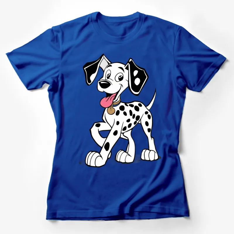 Cute Dalmatian Dog Cartoon Kids T-Shirt, Fun Animal Print, Black and White Puppy Tee Female T-Shirt